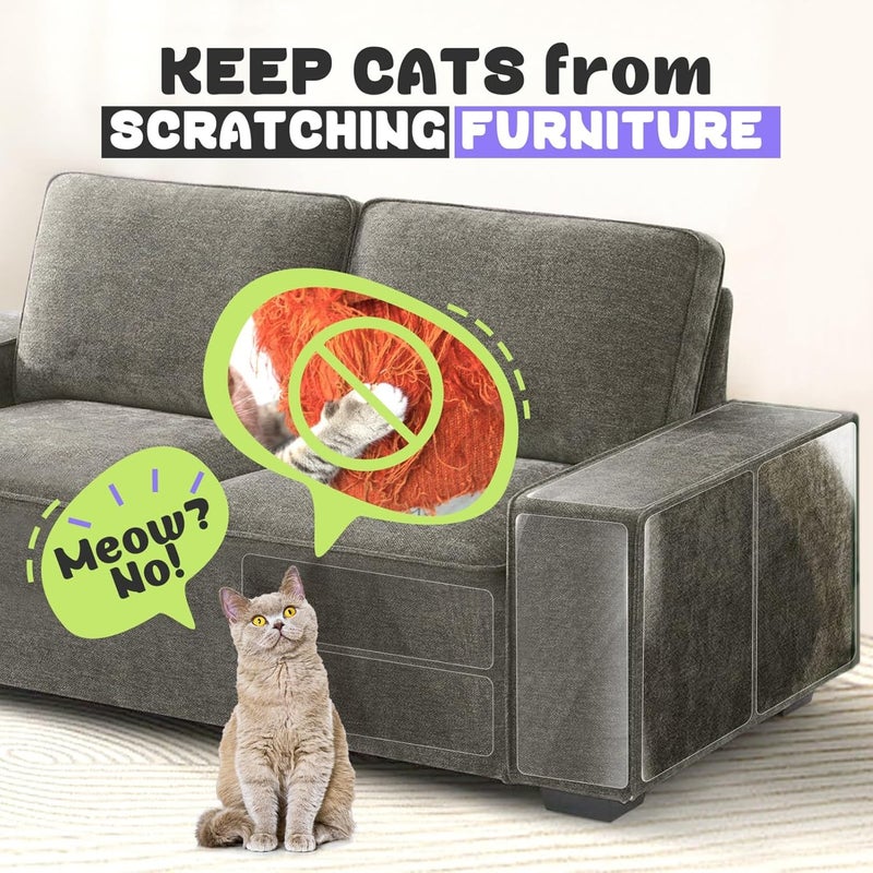 JINVOGREEN Large Cat Scratch Furniture Protector, 18 Pcs Clear Anti Cat Scratch Protector, Self-Adhesive Furniture Cat Scratch Protector, 17in - Image 2